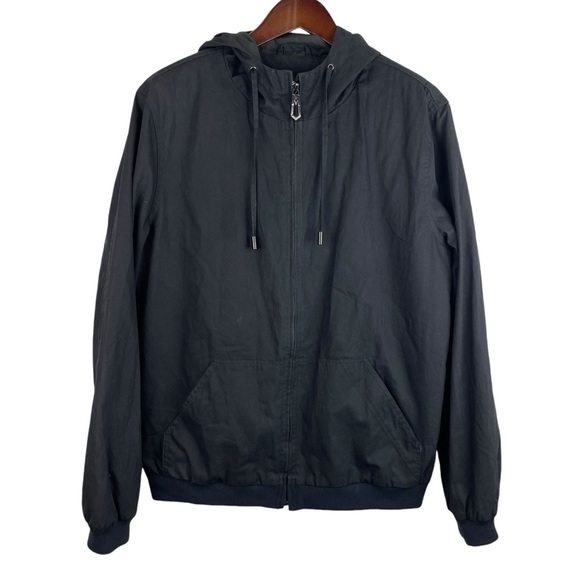 Marc by Marc JacobsBlack Canvas Full Zip Hooded Faux Sherpa Lined Coat